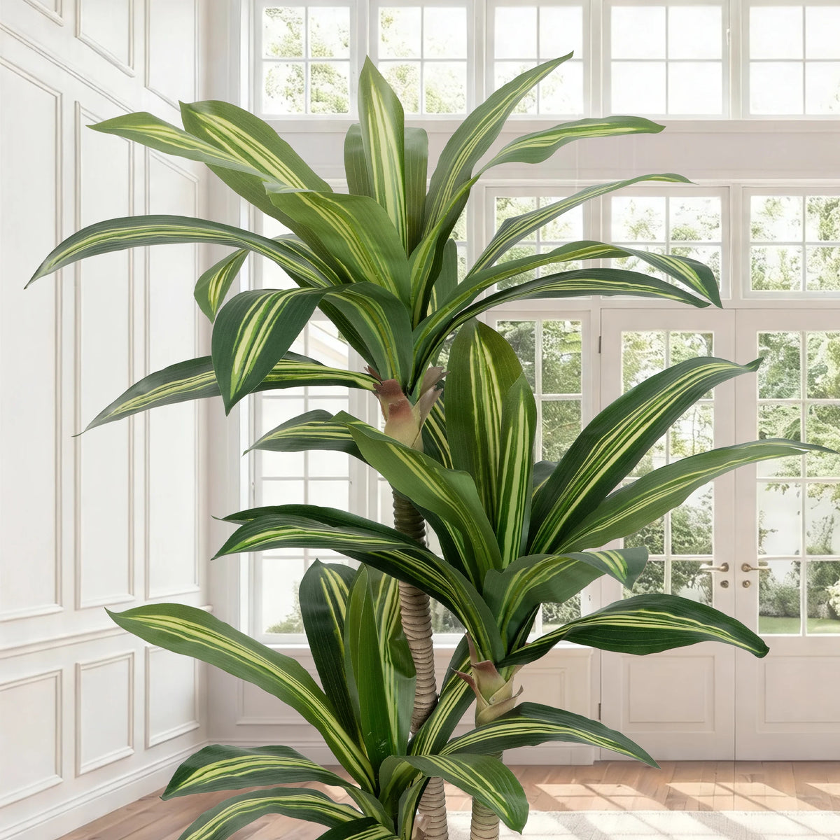 4ft/5ft/6ft Artificial Dracaena Tree in Pot - Realistic Tropical Plant with Easy Assembly,