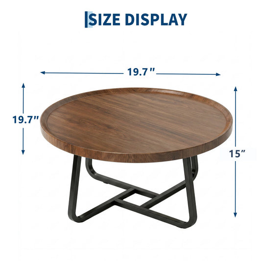 19.7in Minimalist small Round Side Table, With Metal Frame