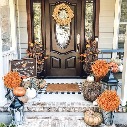 24pcs UV-Resistant Autumn Flowers Outdoor Decor