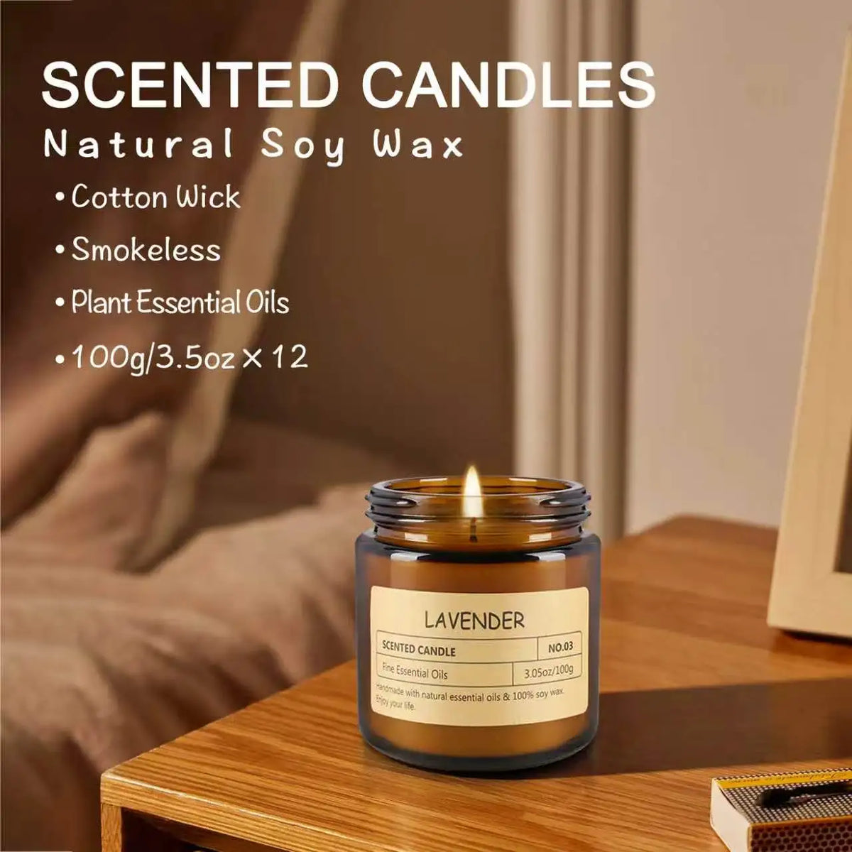 12 Scented Candles (2.5 In × 2.3 In) - 3.5 oz Scented Candles. Gift Box Set, Made with Soy Wax and Essential Oils.