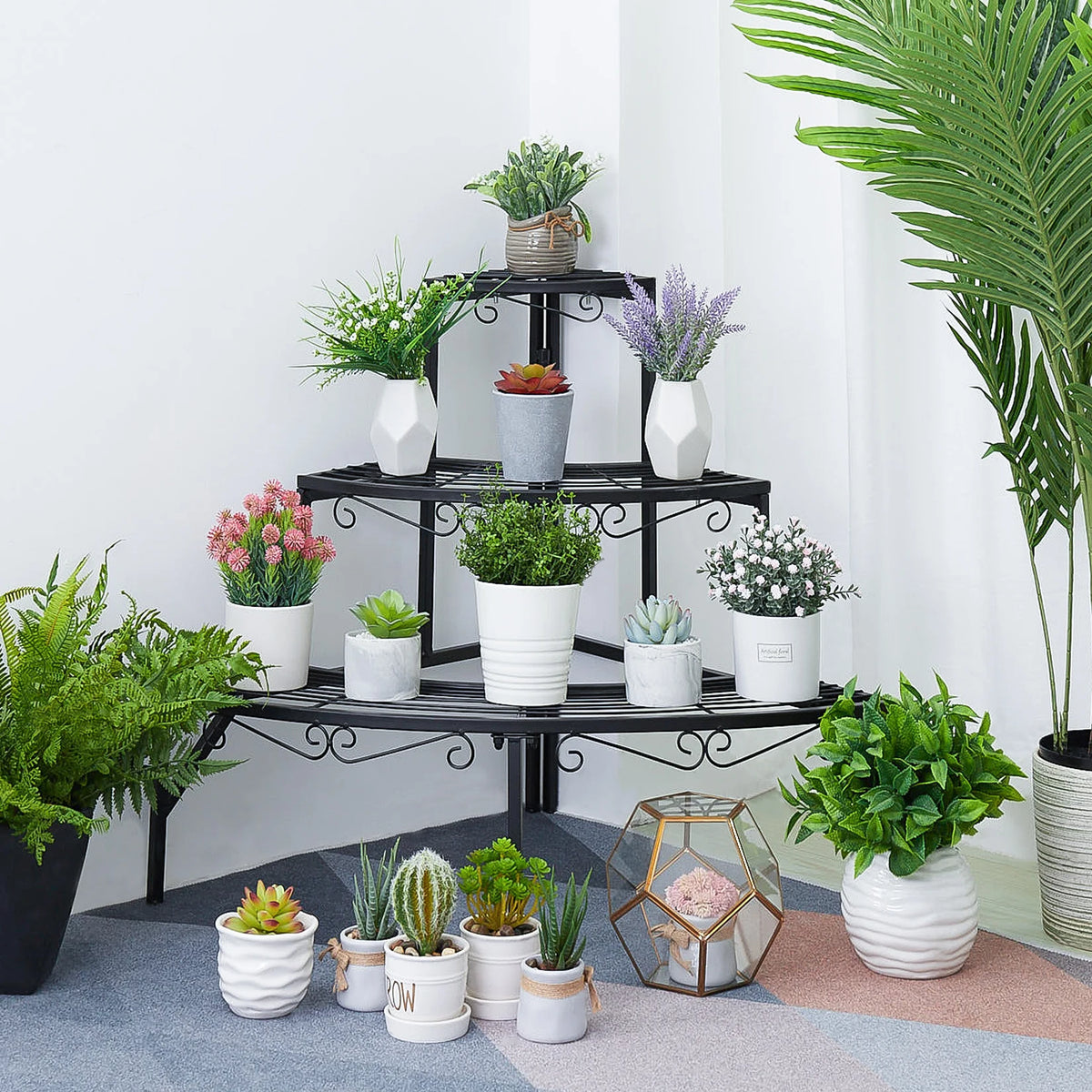 3-Tier Metal Corner Plant Stand for Indoor Outdoor, 22.2x23 inch's
