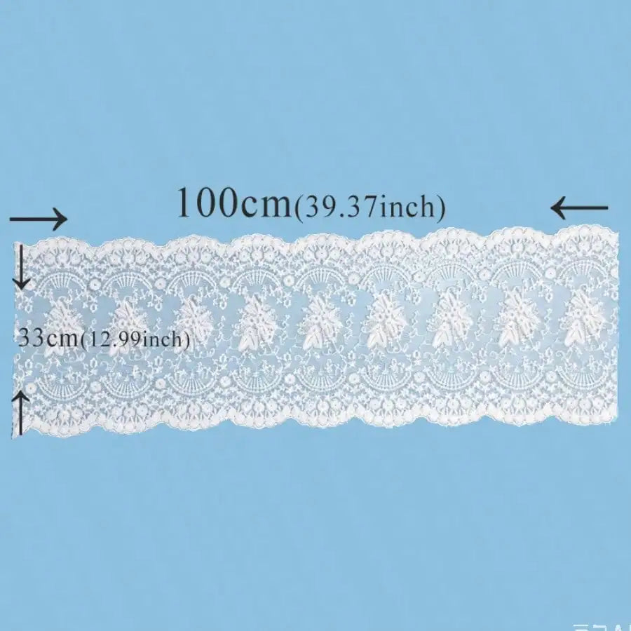 1pc French Vintage Lace Table Runner, White Embroidered,100% Polyester