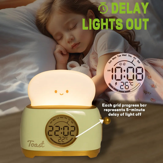 Digital Kid Alarm Clock LED Night Light, Trainer, Temperature Display