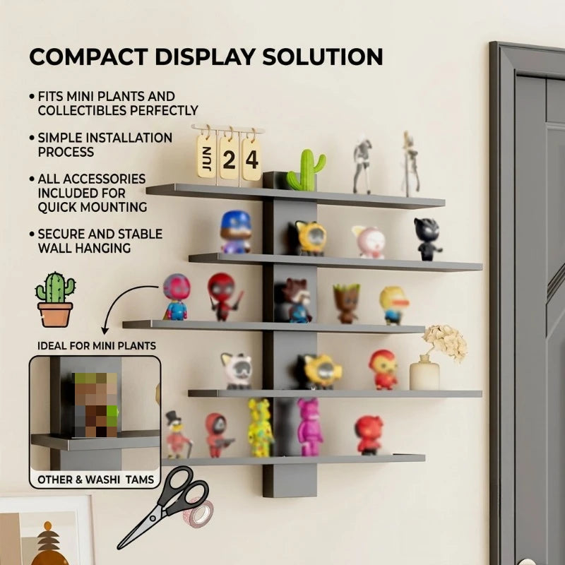 10-piece Plastic set of floating wall racks, multi-tiered