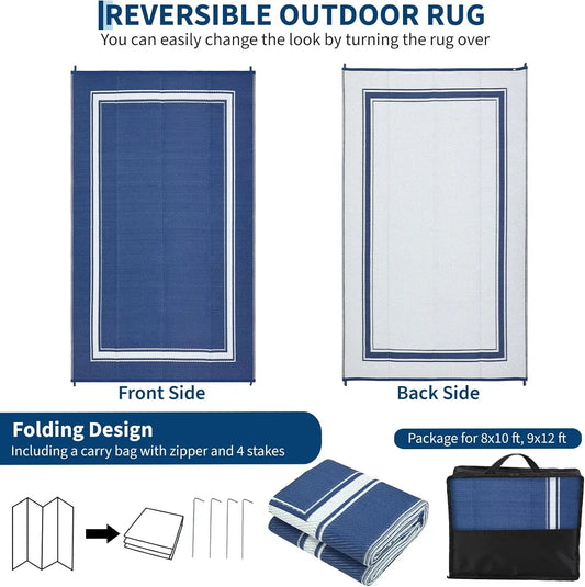 8x10/9X12FT Outdoor Rug Waterproof Soft, Non-Slip