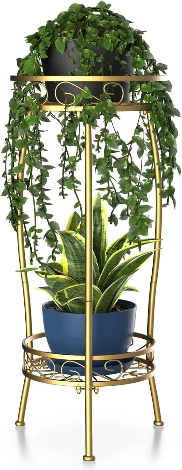 2 Tier Metal Plant Stand Indoor, 26.5", Heavy Duty Rustproof