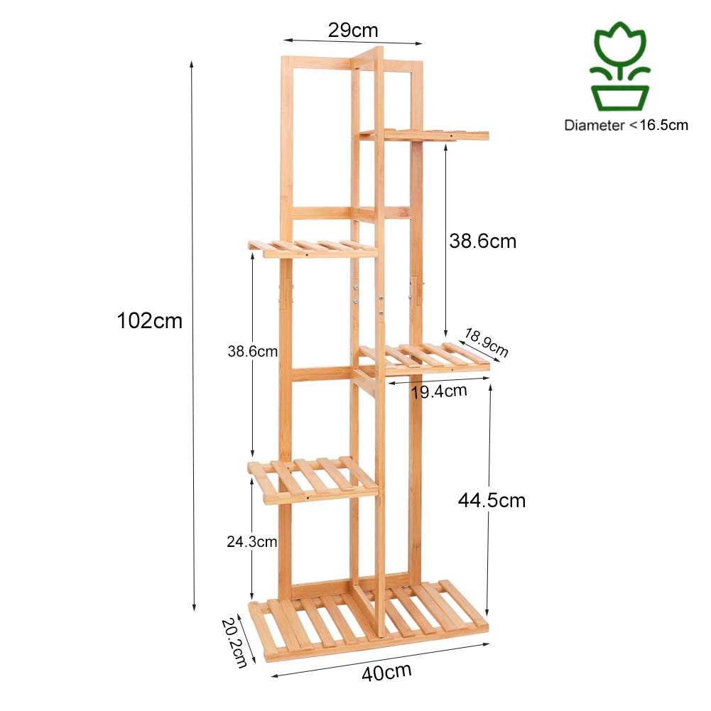 6/7 Tiers Natural Bamboo Plant Stand, Home Indoor Outdoor