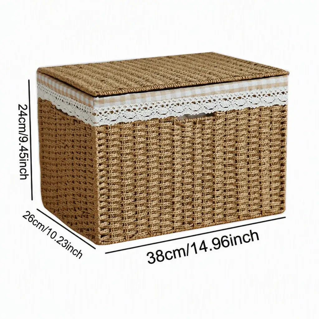 1pc Handmade Woven Rattan Wicker Storage Box Bohemian Style....