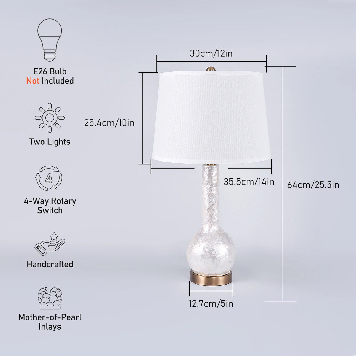 28/25 inch Luxury Table Lamp Opal Glass
