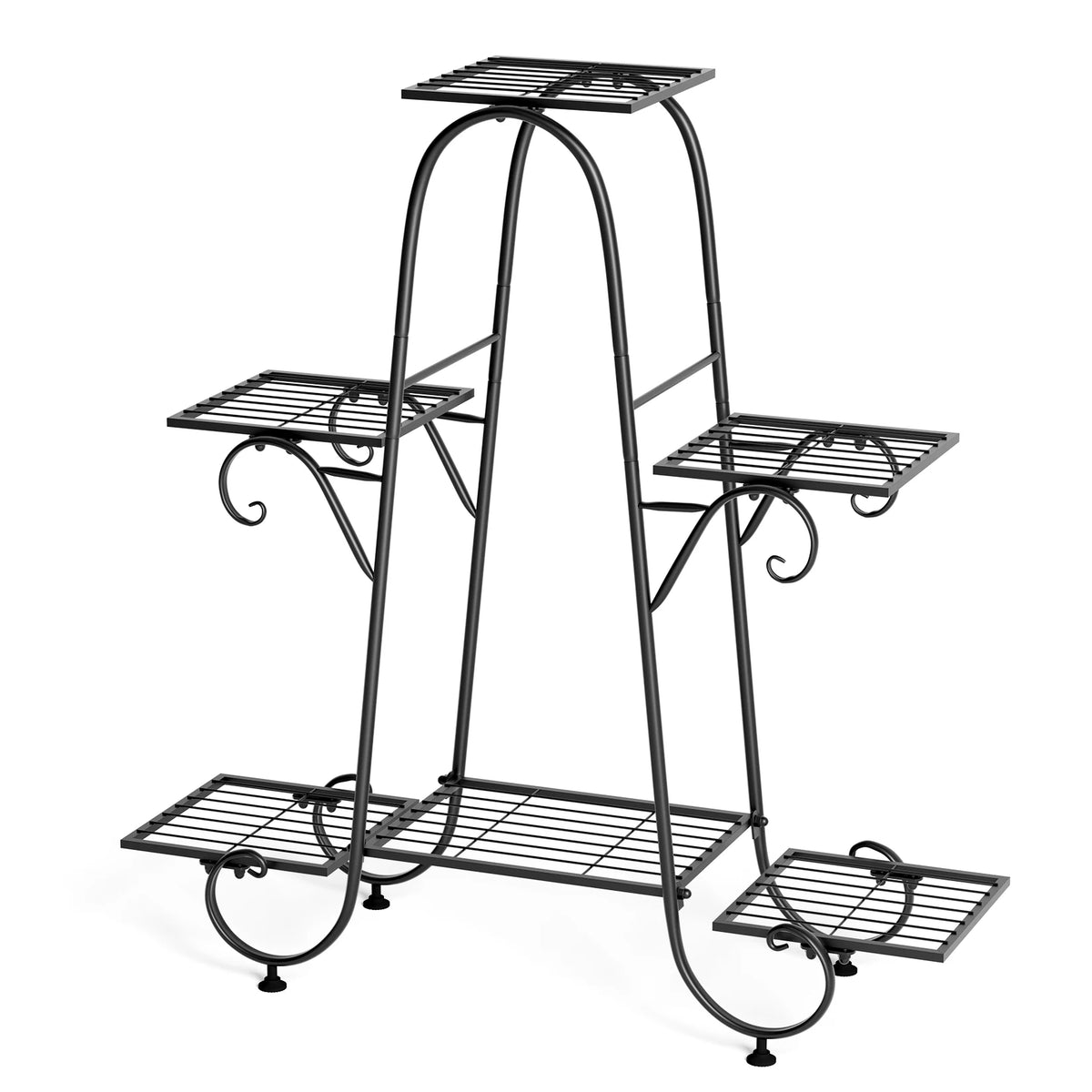 6 Tiers Metal Plant Stand Indoor Outdoor, Anti-rust Black 30.9x9.6x29.3 inch