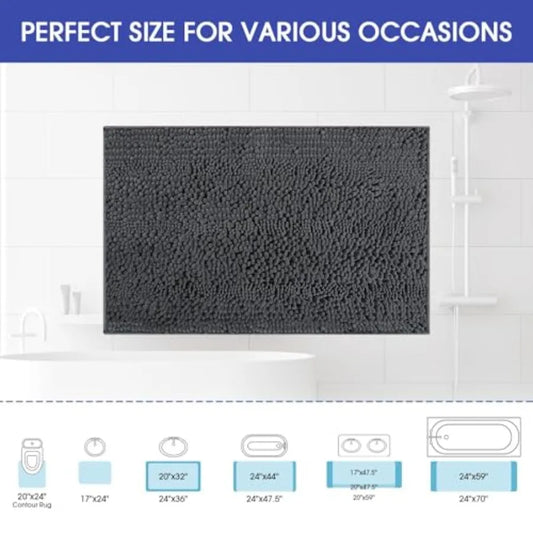 Bathroom Rug Mat 32"x20", Non Slip Chenille Bath Rugs, Absorbent