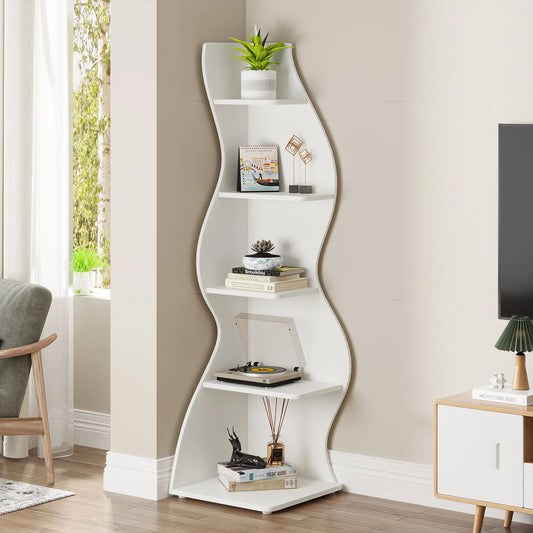 Corner Shelf, 5-Tier Wall Corner Bookshelf, Plant Stand....