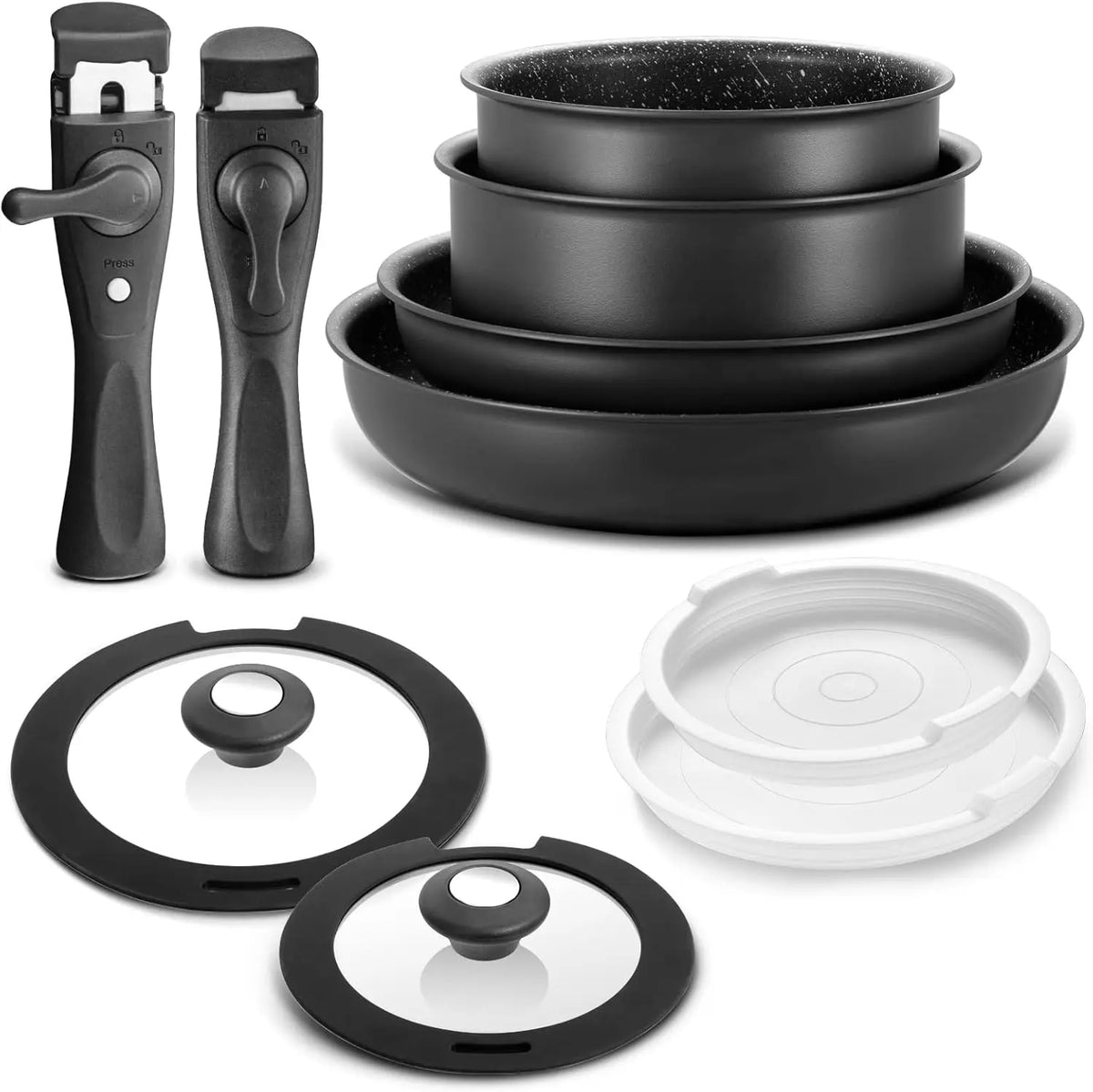 10 Pieces, Induction Cookware Set Nonstick with Removable Handles, Dishwasher Safe.....