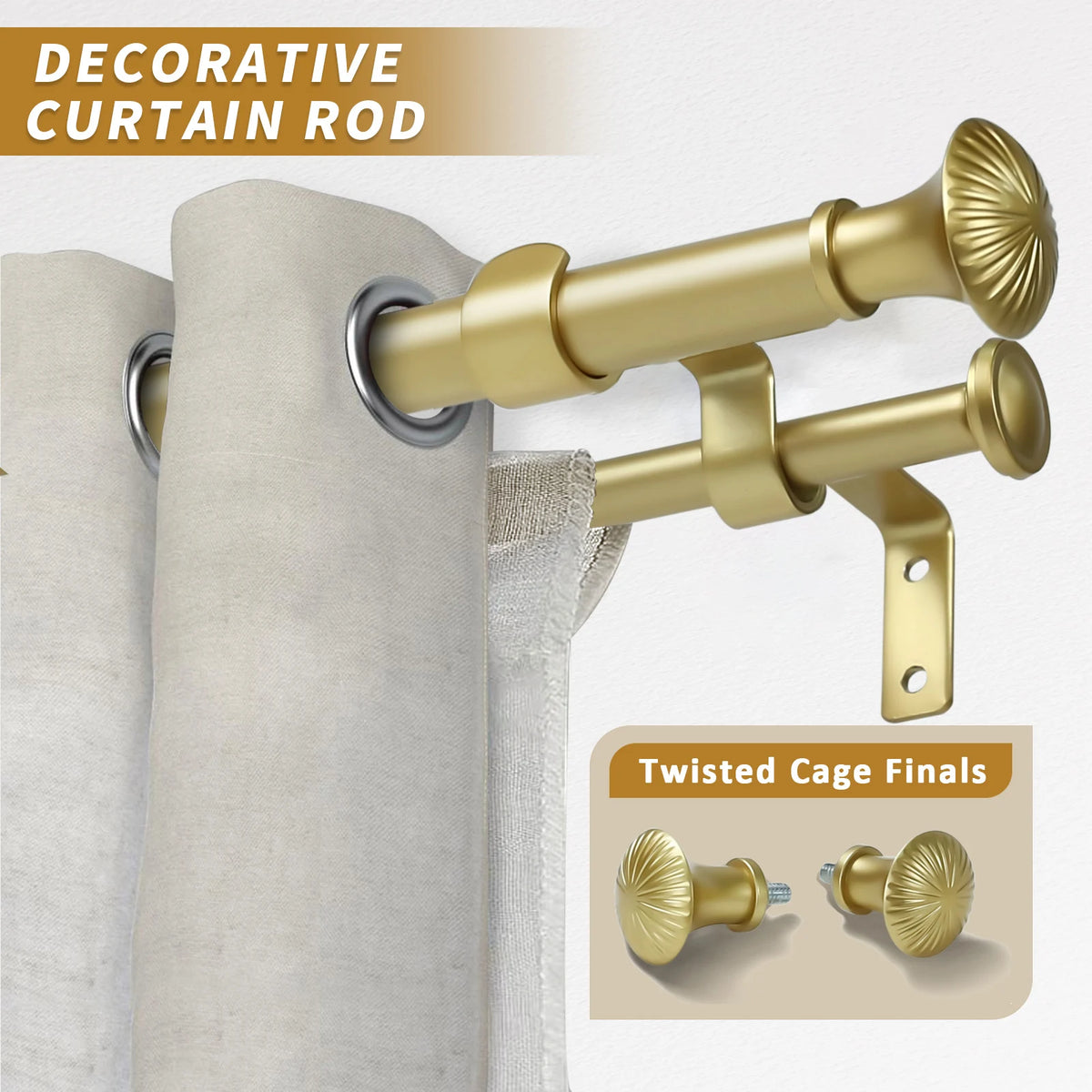 1 Set 5/8 Inch Diameter Heavy-Duty Curtain Rod, Telescoping, 5 Colors, 3 Sizes......