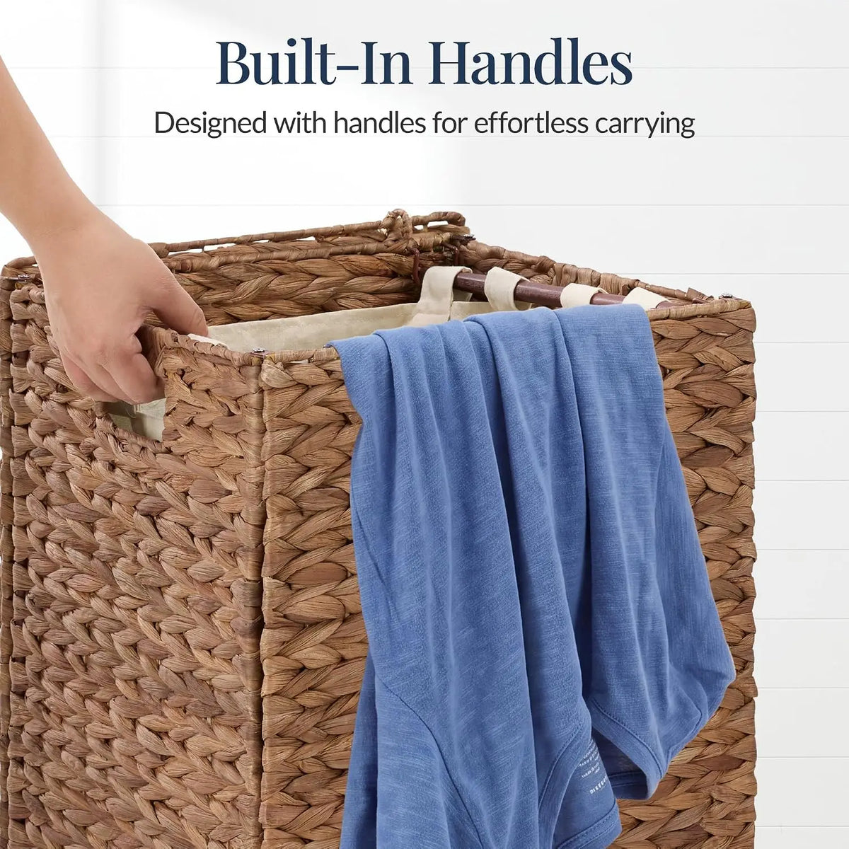 Small Laundry Hamper with Lid, Natural Handwoven, W/Removeable & Washable Liner Bag, P, 18 Gallon, 2 Colors....