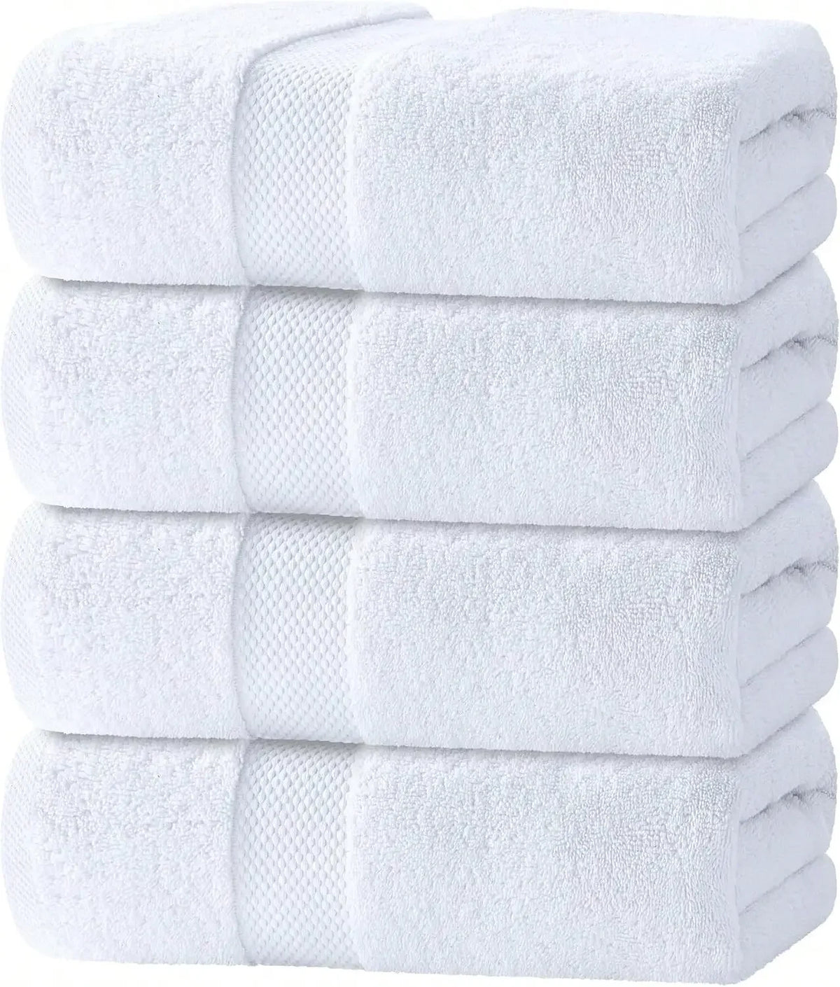 Set Of 4 Large - 100% Turkish Cotton Ultra Soft Bath Towels Highly Absorbent And Quick Dry Plush Shower Towels, White