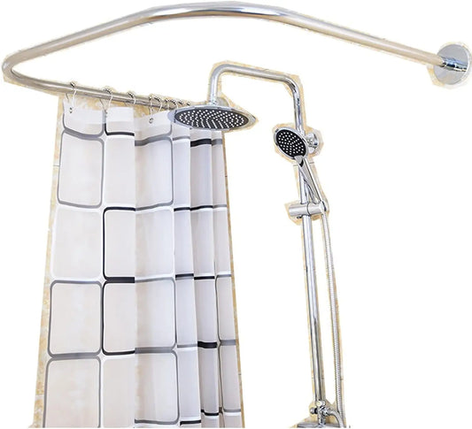 Stainless Steel Adjustable U-Shaped Shower Curtain Rod, 0.9-1.3m Extendable....