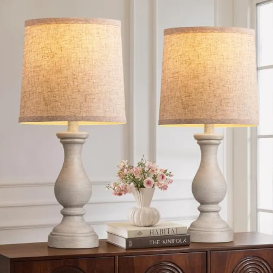 Set of 2 - Rustic Bedroom Lamps, 22" Boho Bedside Lamp