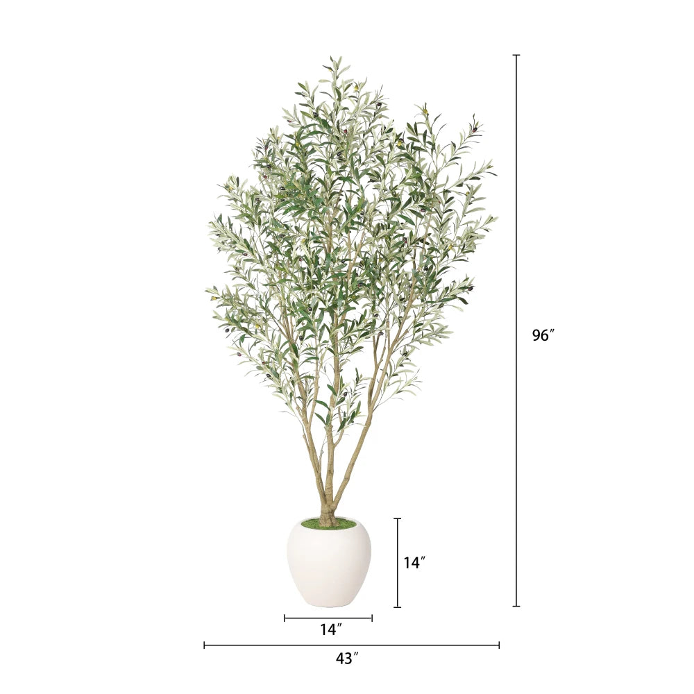 8FT Artificial Olive Tree With Big Decorative White Planter...
