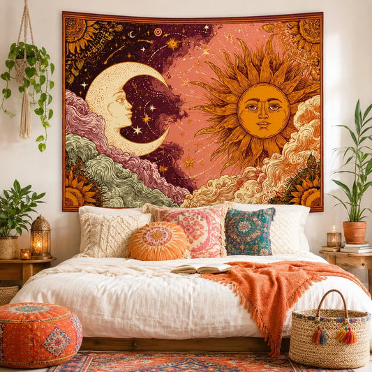 Sun and Moon Tapestry, Wall Hanging Wall Art, 7 Sizes.....