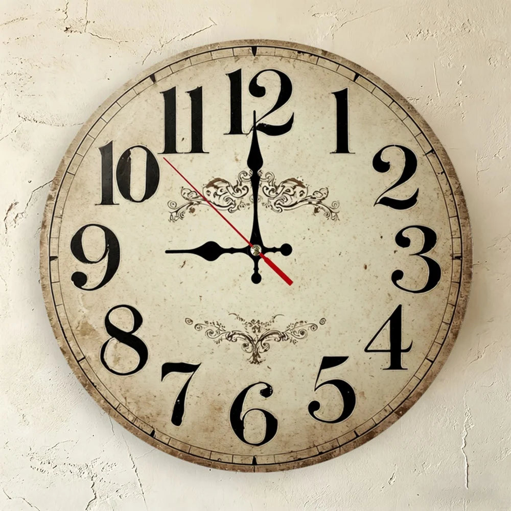 10-12 Inch Wooden Wall Clock, 2D Flat AA Battery Not Included....