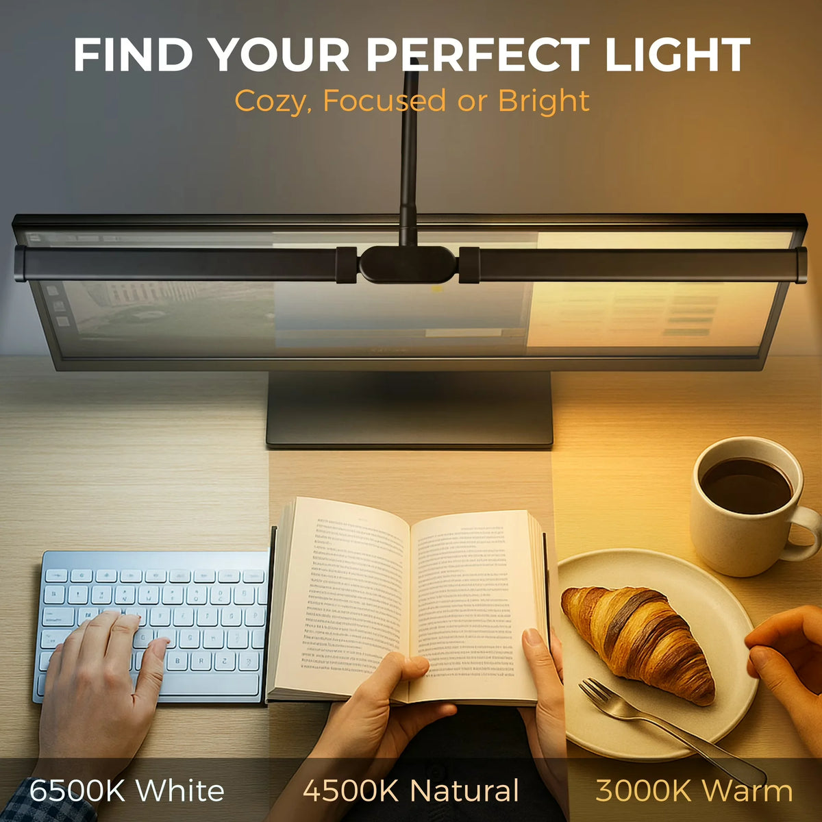 Double Head LED Desk Lamp with Clamp Dimmable 3 Color Modes 10 Brightness USB Adjustable...