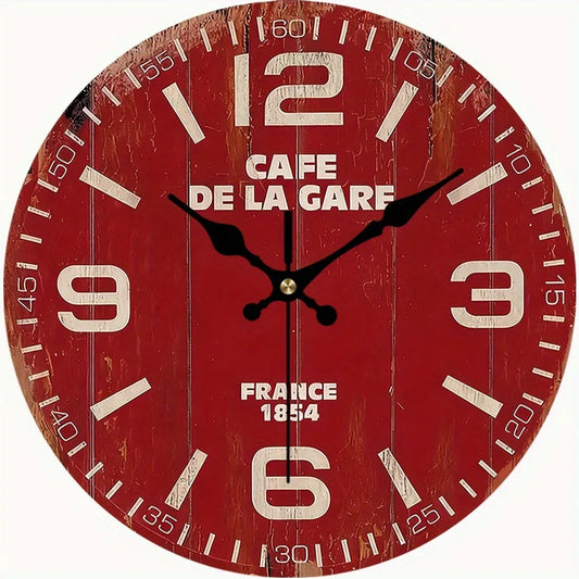 2D Flat. 1pc, Vintage Wooden Wall Clock, AA Batteries Not Included, 4 Different Sizes