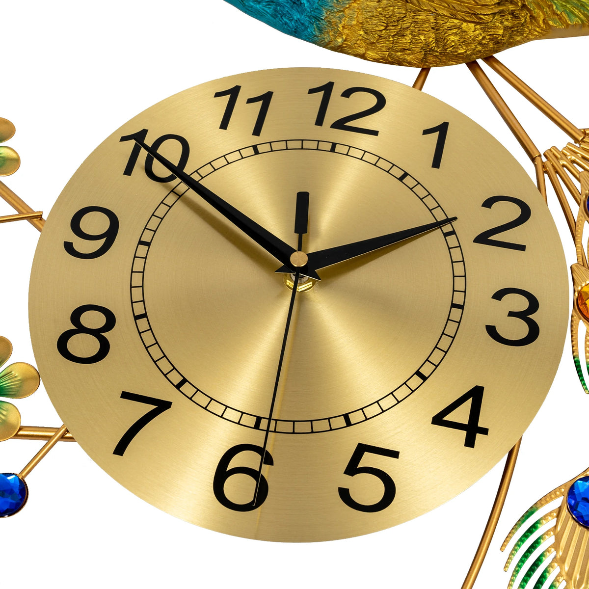 30.5x25.5 inch Wall Clock, Peacock Design Iron Acrylic Aluminum, AA Battery Needed...