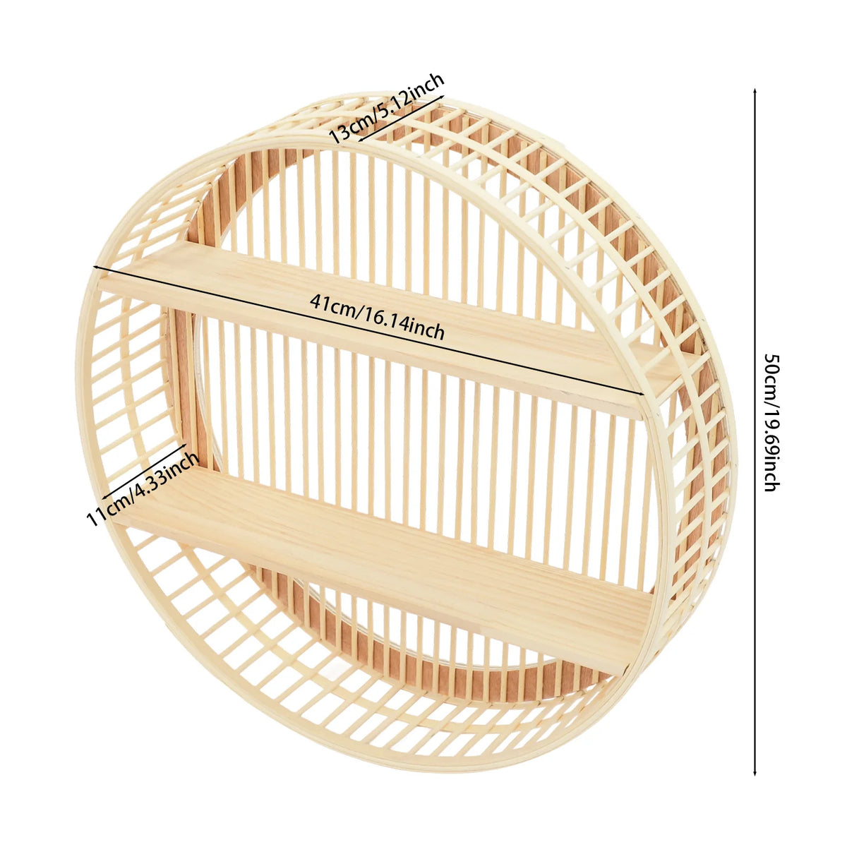 Wall Mounted Shelf, Handwoven Wicker, Natural Bamboo....