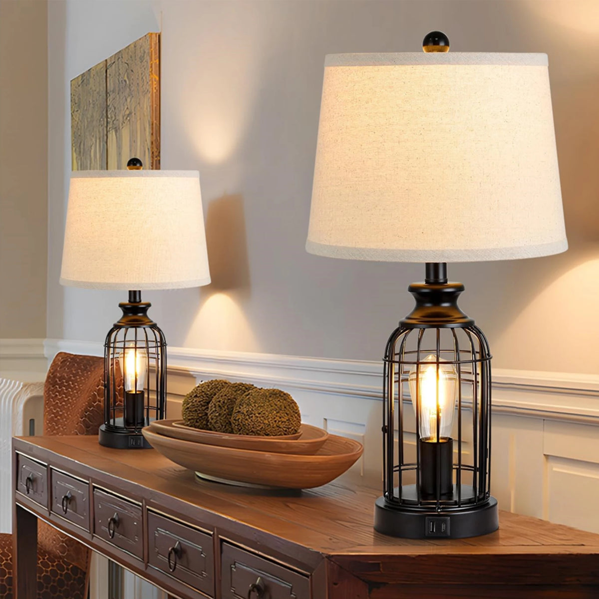 Table lamp Modern Minimalist European Hardware double layer cloth cover