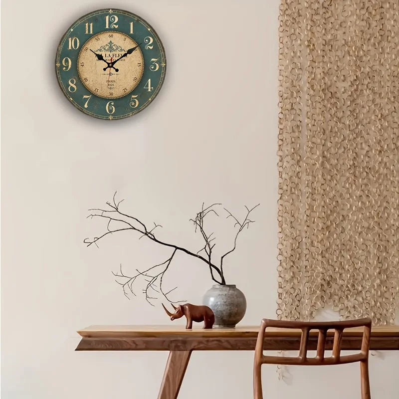 Wooden Vintage Green Café-patterned Wall Clock.....