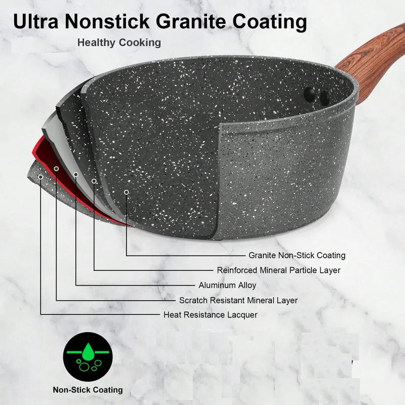 11 Piece Granite Pots And Pans Cookware Set...