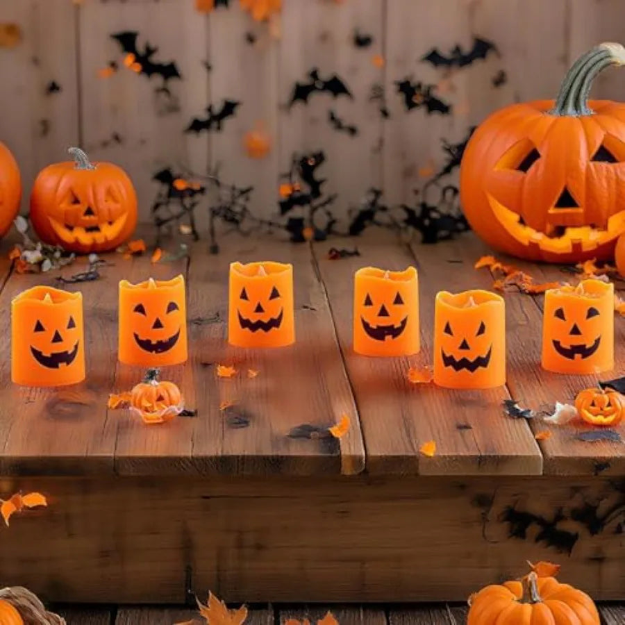 Halloween decoration, flameless candles made of plastic and LED, flickering light