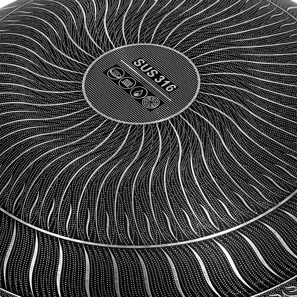 PFAS PFOA Lead Cadmium Free Stainless Steel Nonstick Skillet, Honeycomb Texture 12.59In Visible Glass Lid Included....