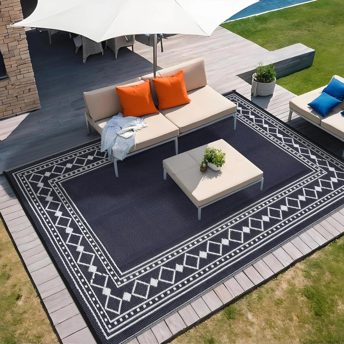 9x18/8X10FT Waterproof Plastic Carpet Washable Outdoor Mat