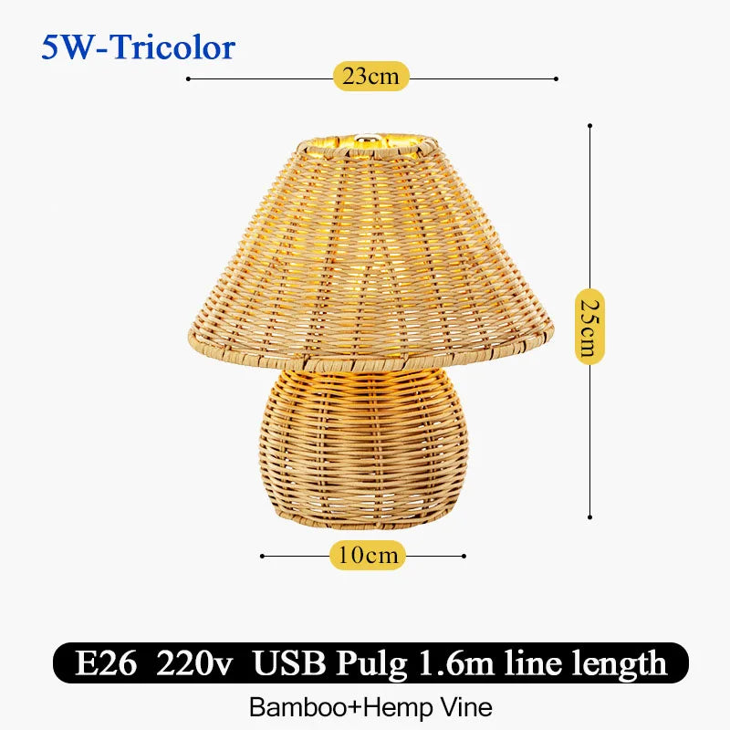 Bamboo Woven Table Lamps USB Plug