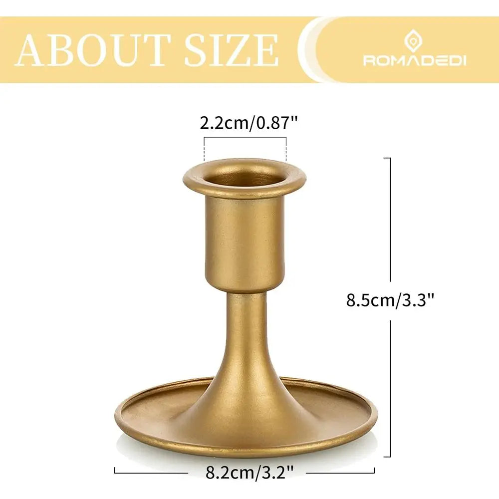Set of 2 Gold Taper Candle Holders, 3.3 In High B 3.2 Wide.....