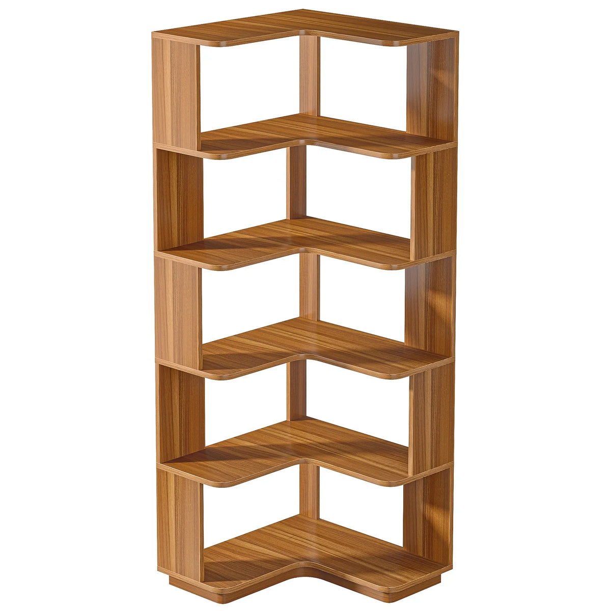 6 Tier Corner Wooden Bookshelf, 64.96 Inch Tall with Anti-Drop 64.96"D x 23.62"W x 23.62"H....