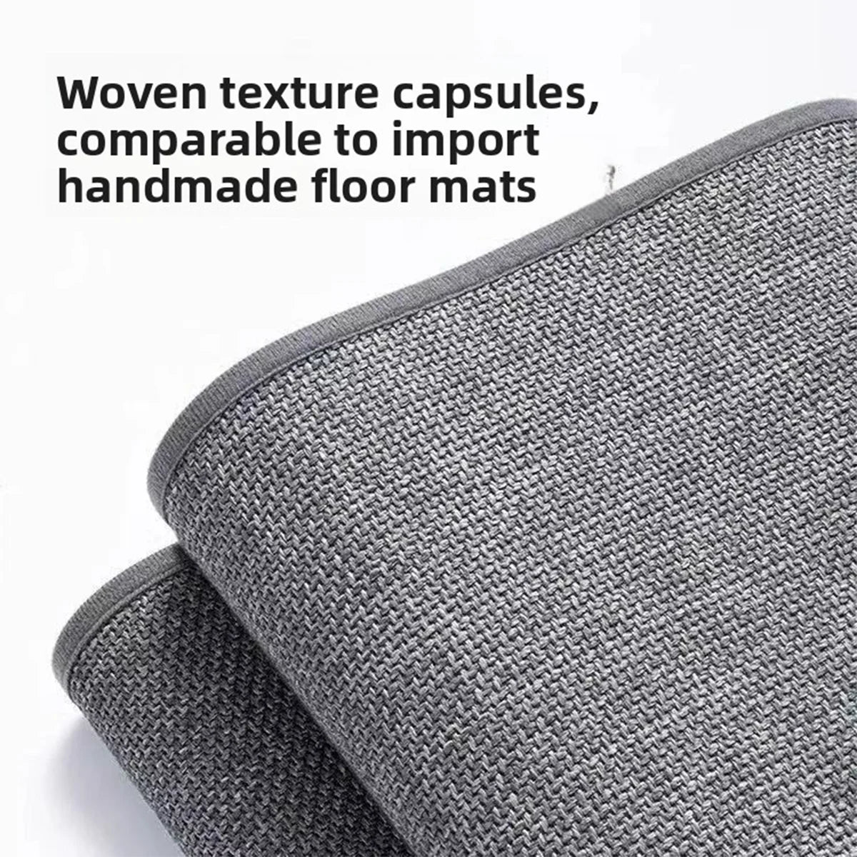 Woven-Texture Square Bath Mat, Water Absorbent with Rubber Backing, Non-Slip