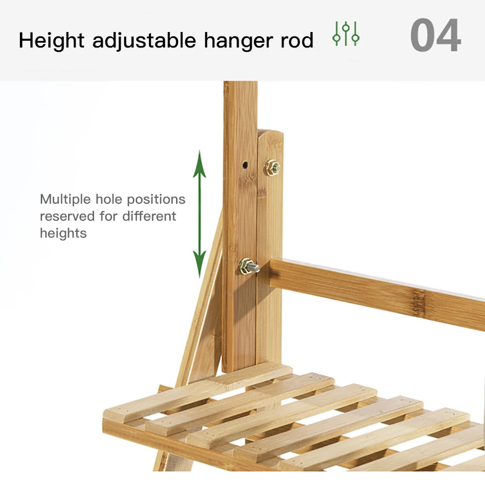 3 tiers Folding Bamboo Plant Stand, Flower Pot Shelf