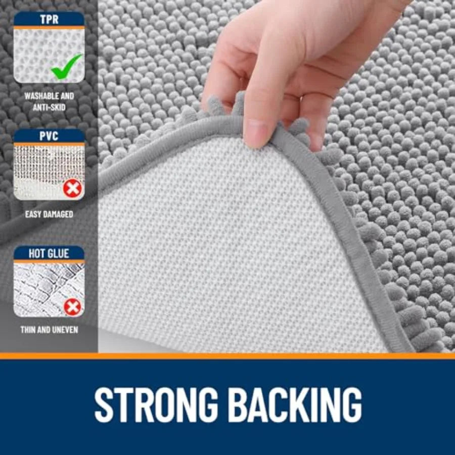 Bathroom Rugs 30x20, Absorbent Chenille, Rubber Backing Quick Dry, Machine Washable