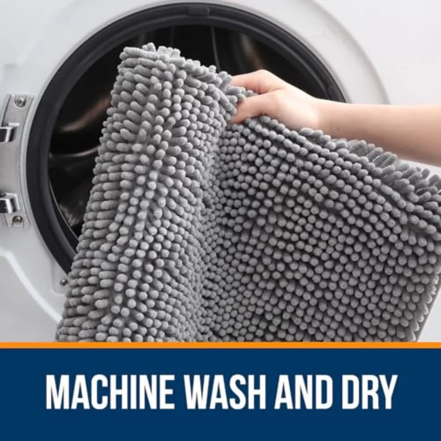 Bathroom Rugs 30x20, Absorbent Chenille, Rubber Backing Quick Dry, Machine Washable