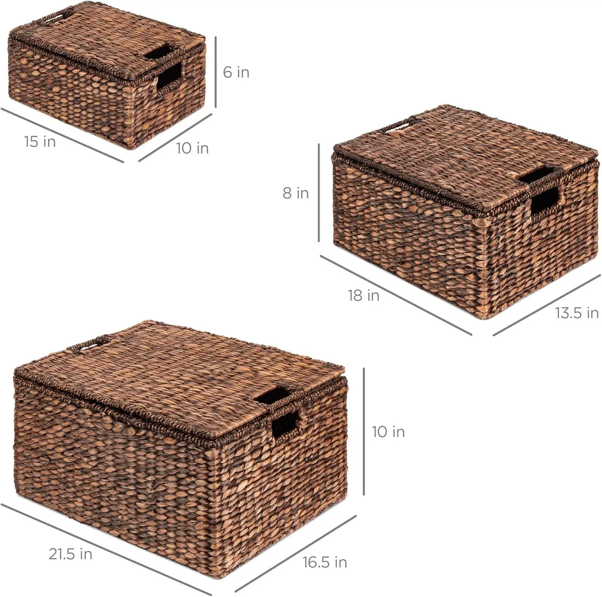 Set Of 3 X-Large Handwoven Rattan Wicker Storage Baskets...