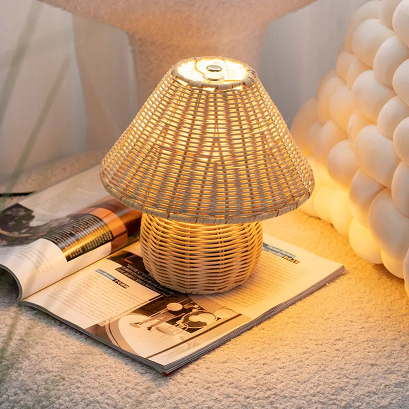 Bamboo Woven Table Lamps USB Plug