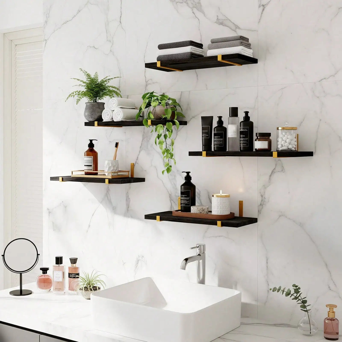 5/10Pcs Floating Shelves, 4.7 In Wide 16 Long with Invisible Brackets, Rustic Wood .......