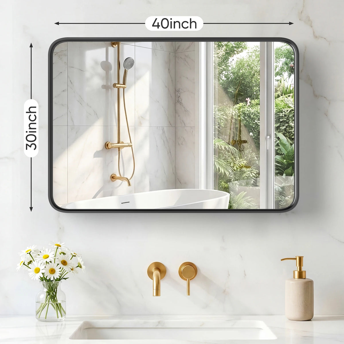 30x22 Inch Matte Metal Framed Mirror for Everywhere.....