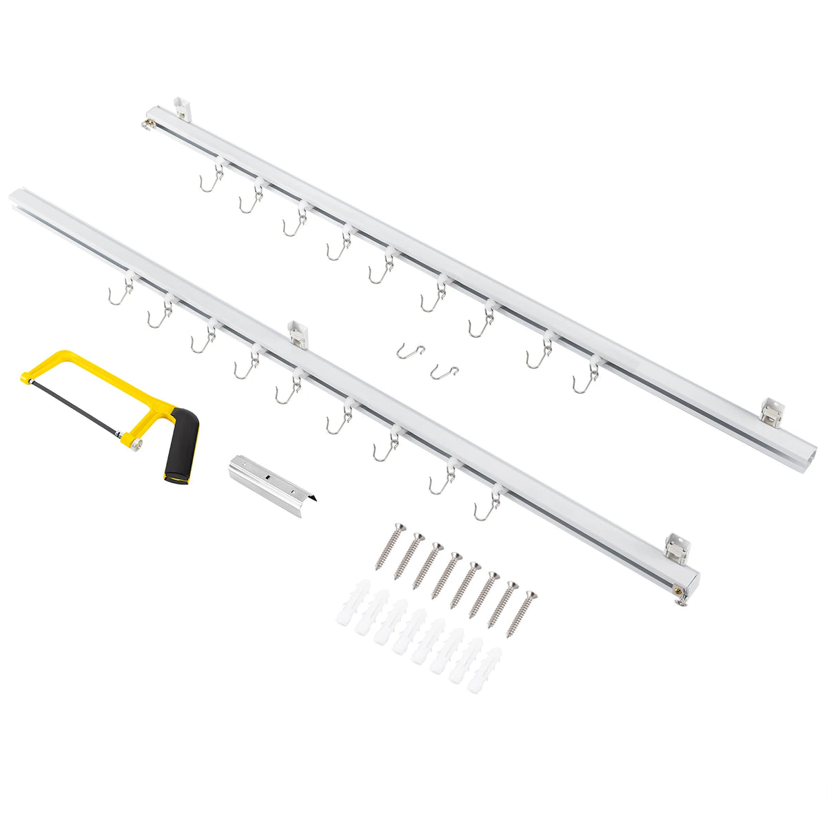 Ceiling Mount Curtain Track Kit, 3-6ft Adjustable Aluminum Alloy Curtain Track with 18 Hooks & 4 Brackets.....