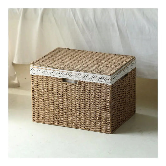 1pc Handmade Woven Rattan Wicker Storage Box Bohemian Style....