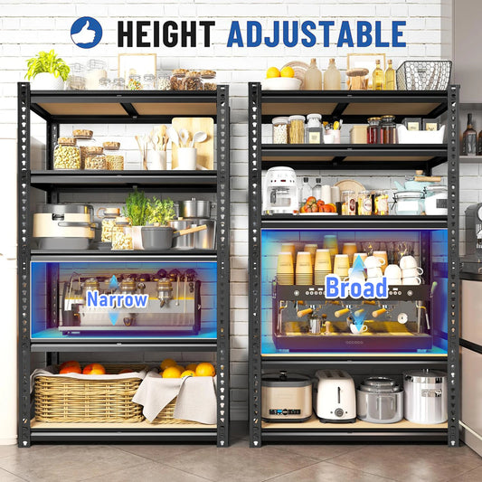 Heavy-Duty Metal Storage Shelves 72"H, Adjustable Height Shelving Easy No-Bolt Assembly...