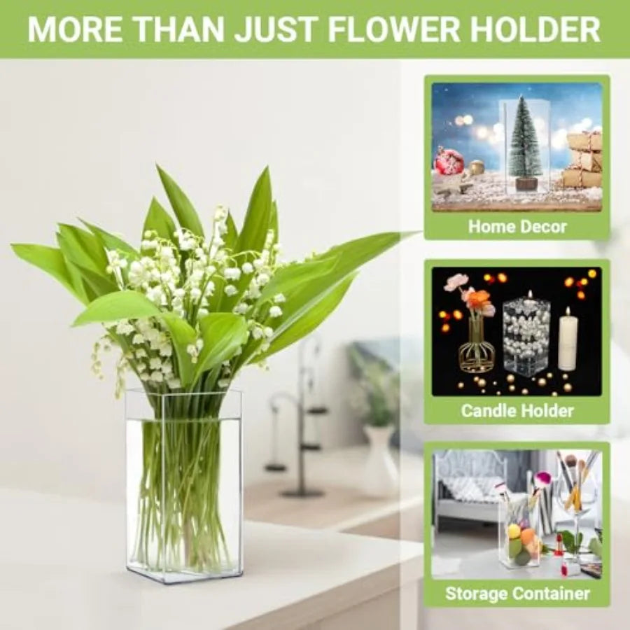 Plastic Vase, 4" W x 8" H Acrylic Flower Vase